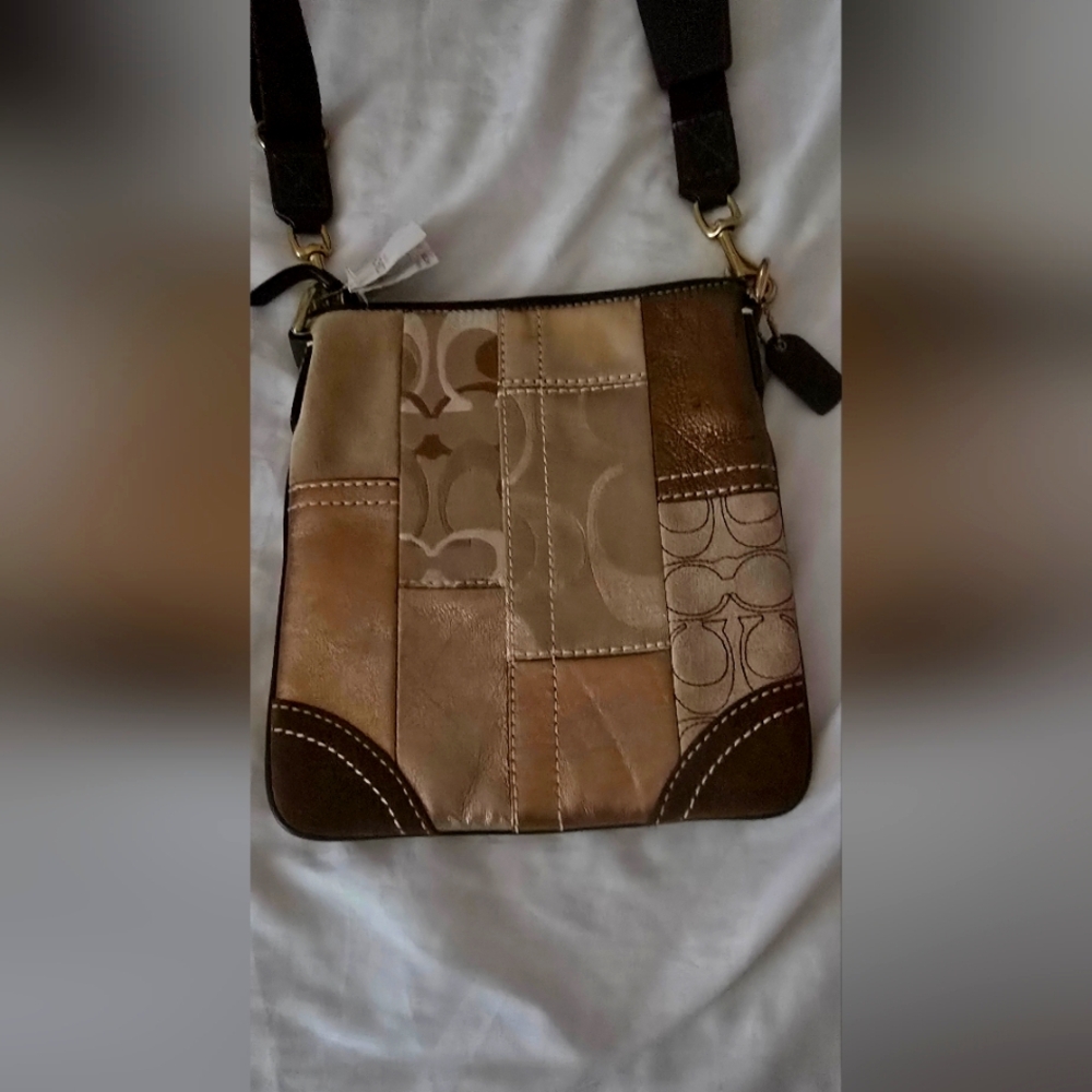 Coach Black and Tan Leather Handbag